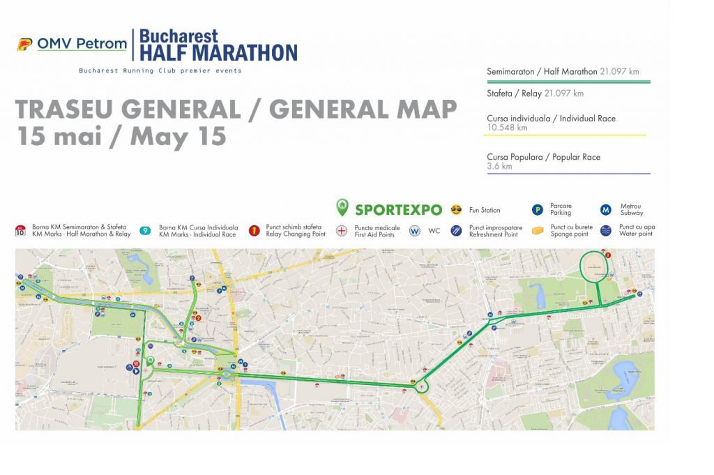 Harta traseu Semi maraton Bucuresti 2016